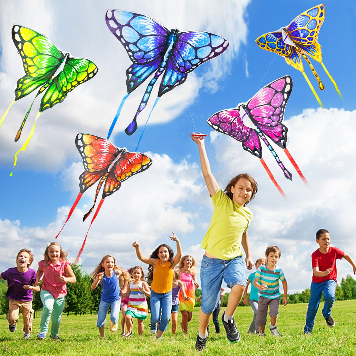 Colorful Ynanimery butterfly kite designs captivate kids and adults.