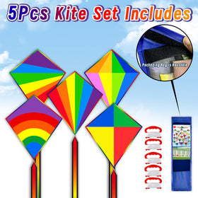 Ynanimery rainbow diamond kite measures 26.7 by 23.4 inches.