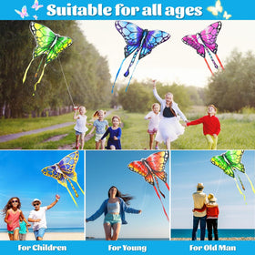 A child and an adult fly a Ynanimery kite together outdoors.