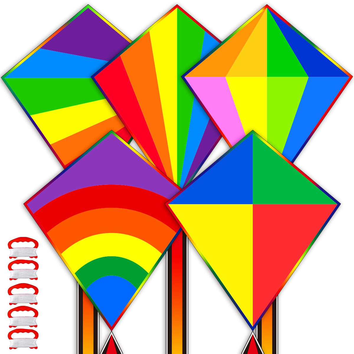 Ynanimery rainbow kite 5-pack in the sky for family outdoor fun.