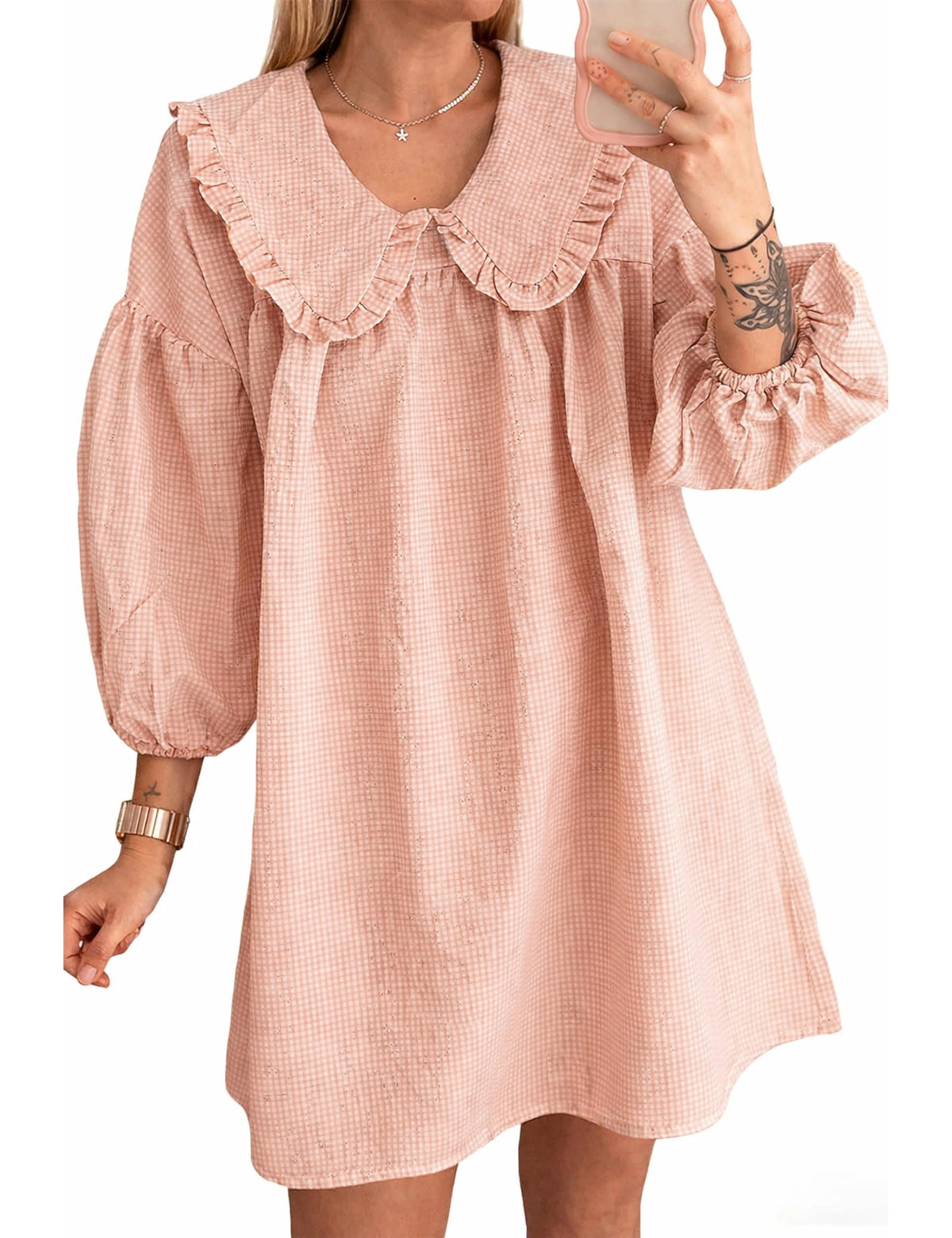 Ynhonra babydoll dress with doll collar for casual, breathable summer wear.