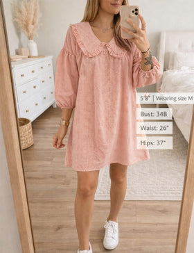 Ynhonra plaid mini-dress in peach color for playful summer style.