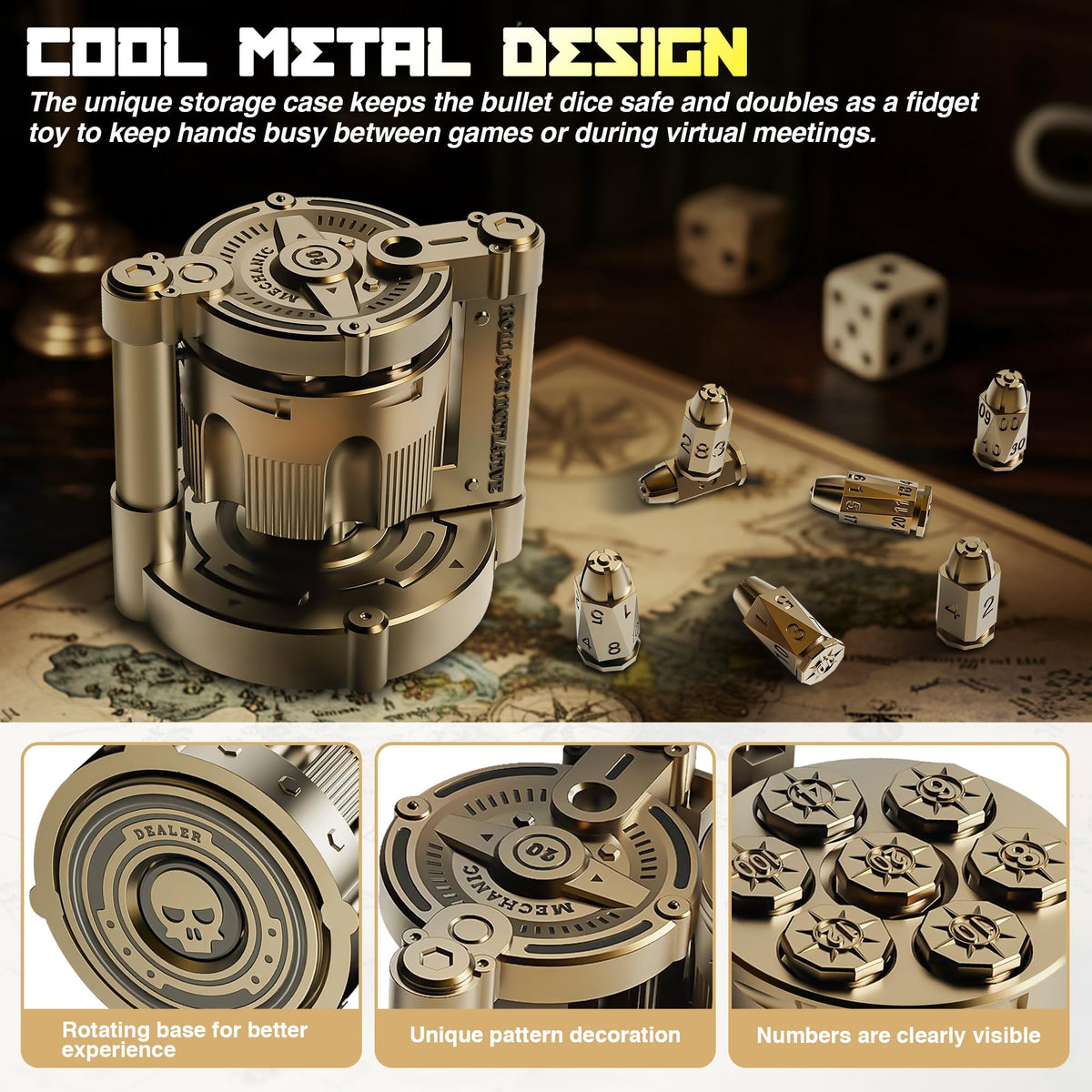 YNWML seven-piece dice set covers all RPG needs for quick character generation.