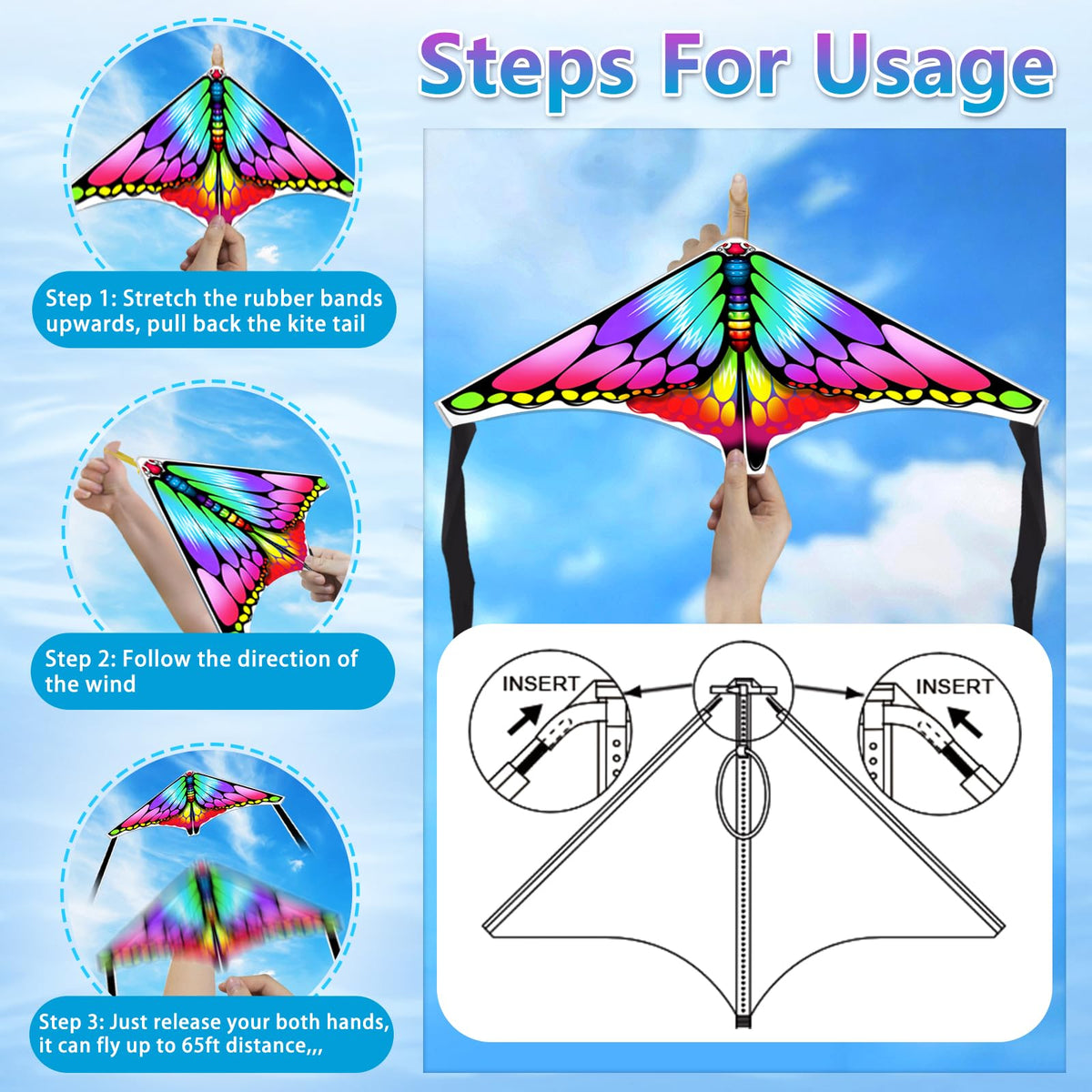 Ynybusi mini kite achieving long-distance flight up to 65 feet.