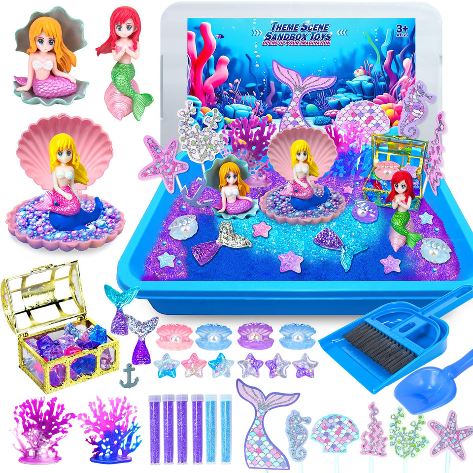 Ynybusi Mermaid Paradise sensory bin with unicorn magic sand for imaginative play