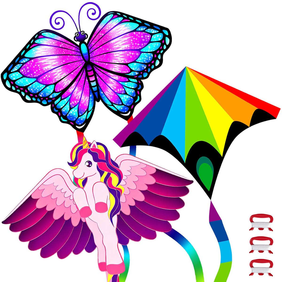 Ynybusi unicorn kite soaring in the sky for kids' outdoor fun.