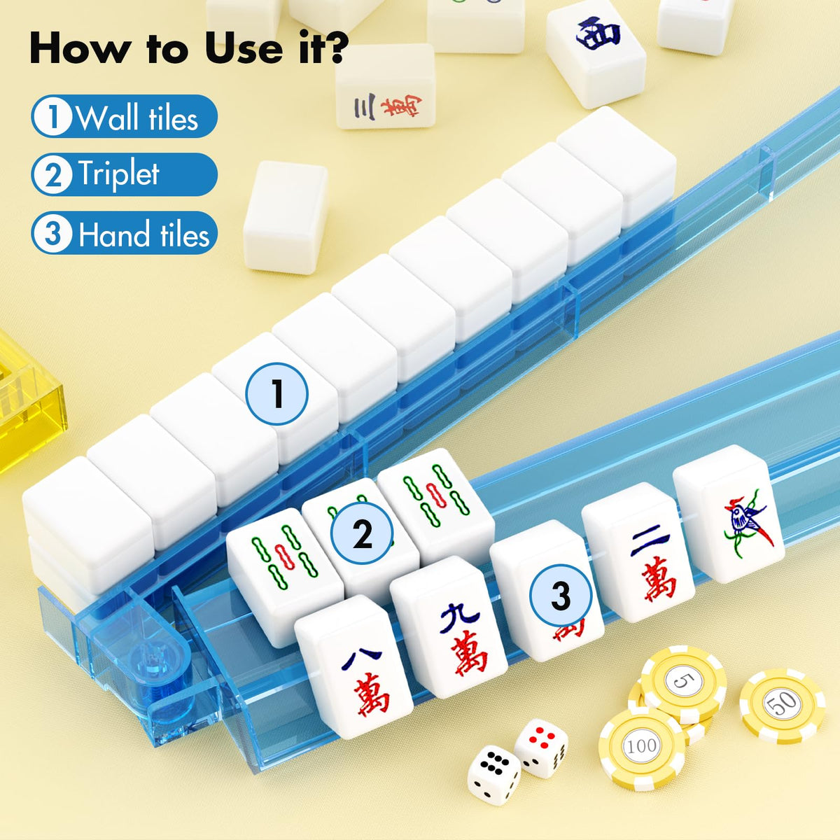 YOAEAILY clear mahjong racks in green enhance visibility and keep tiles scratch-free.