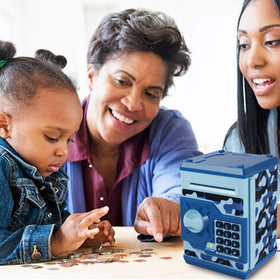YOEGO Kids Money Bank battery compartment indicates easy power option.