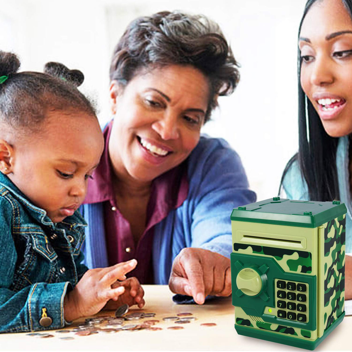Yoego Kids Money Bank packaging shows gift wrap for gifting.