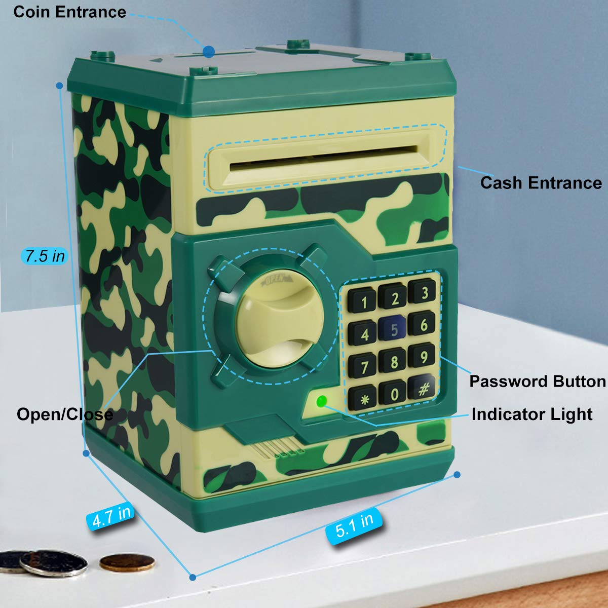 Yoego Money Bank automatic paper money scroll in action supports quick deposits.