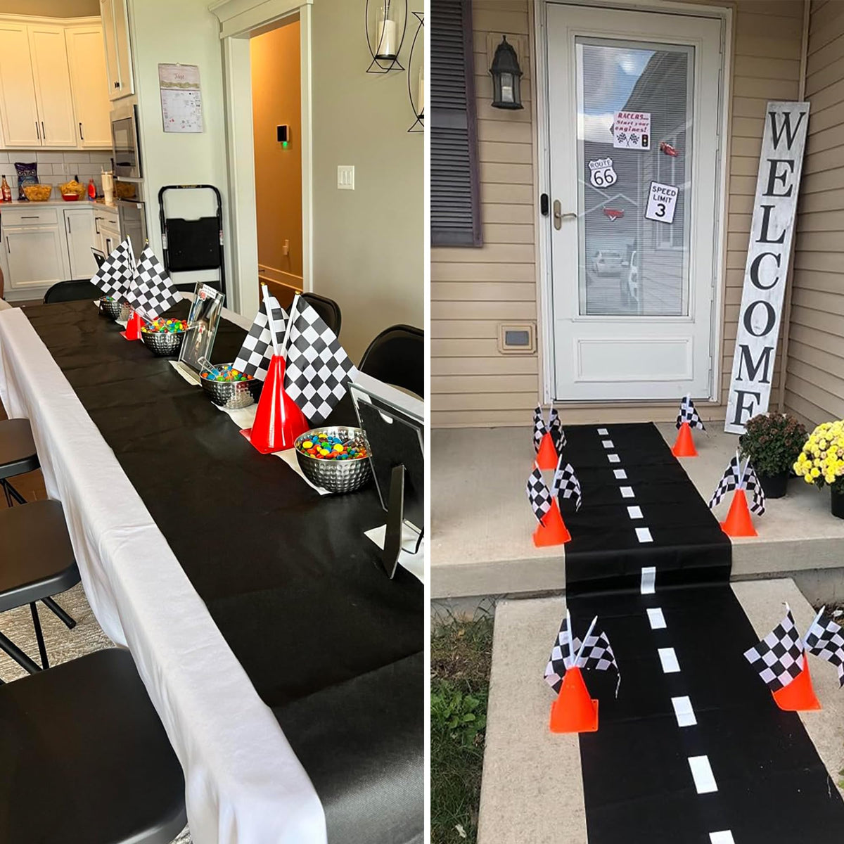 YOELVN checkered flags for bold race-day decor.