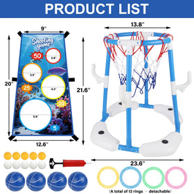 YOFIT pool toy set contents with pump and rings for easy setup