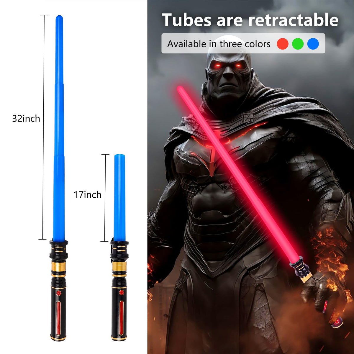 YOFOTHS extendable sabers reach 32 inches for dynamic cosplay and safe play.