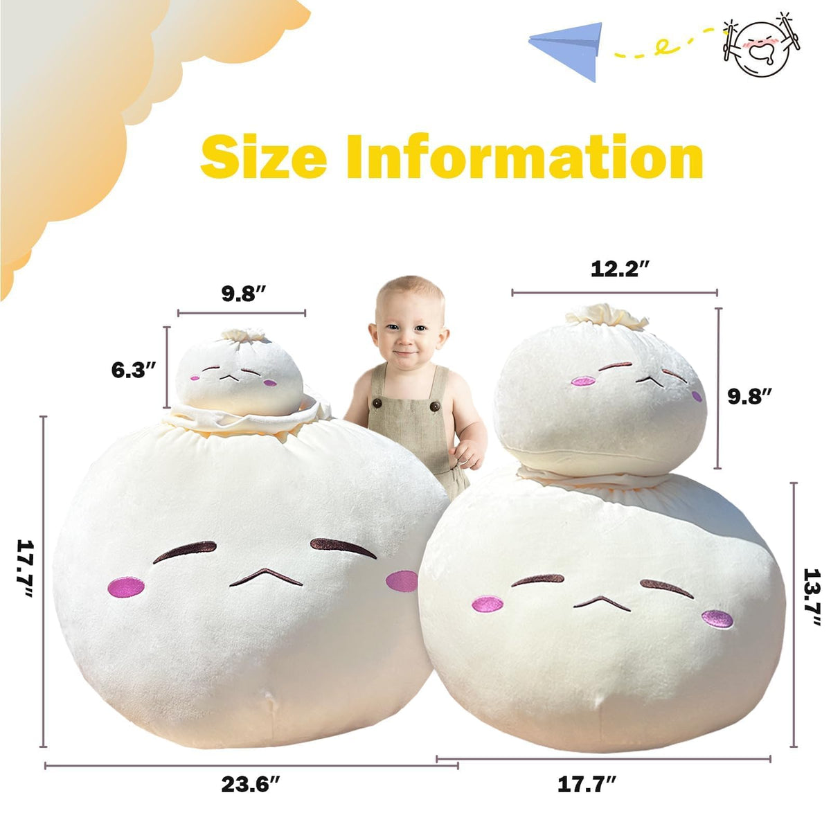Yoholto Dumpling Plush on sofa, playful decor that complements living rooms