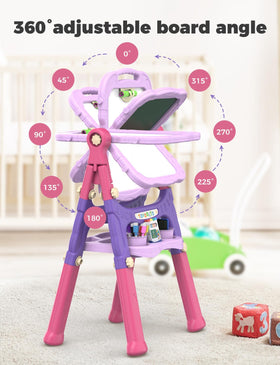 YOHOOLYO double-sided easel with whiteboard and chalkboard surfaces