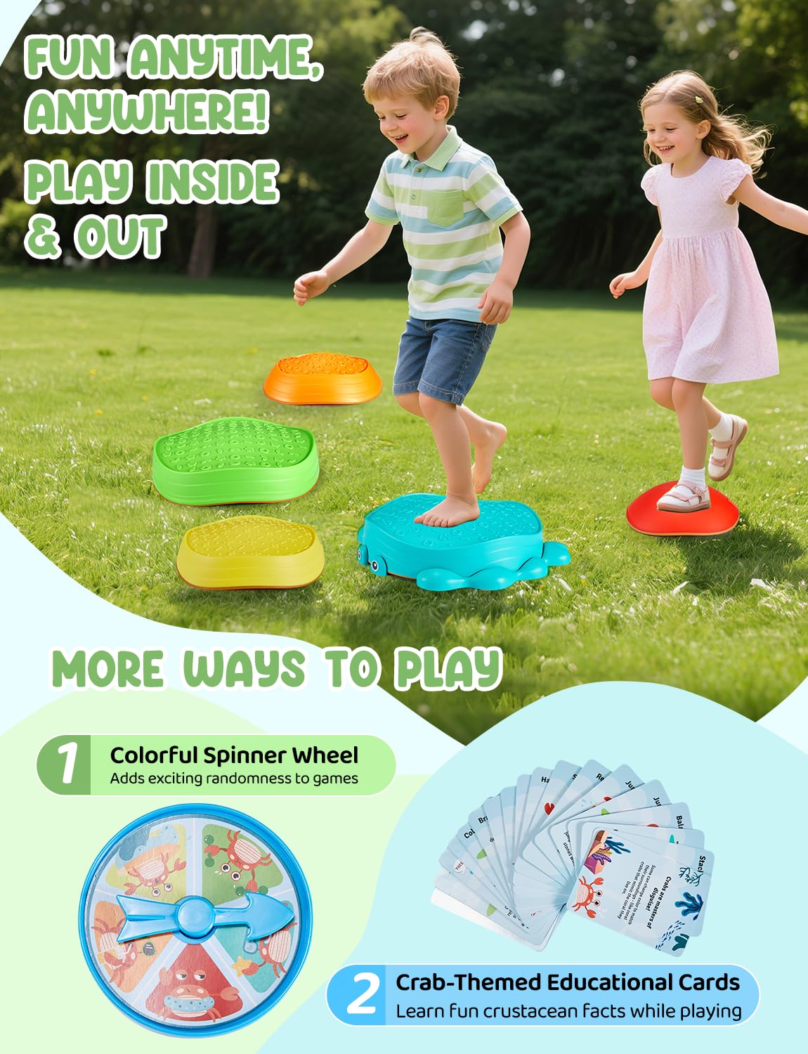 Colorful rainbow crab design playset ready for indoor or outdoor fun