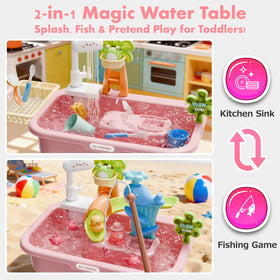 YOKISS sand and water table 4l-basin offers ample space for extended water play indoors or outdoors.