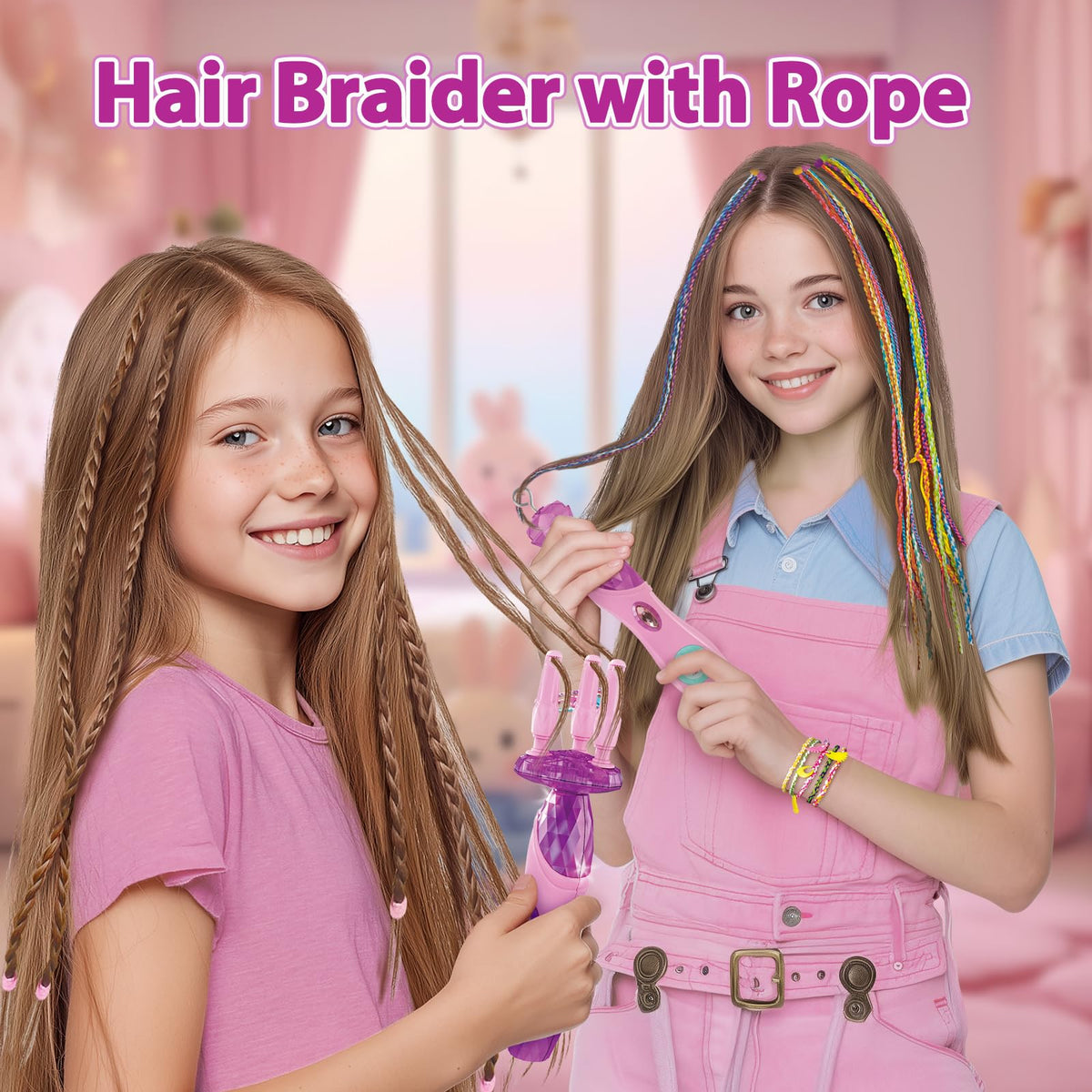 Yoloflix rope braider with accessories for creative rope braid designs.