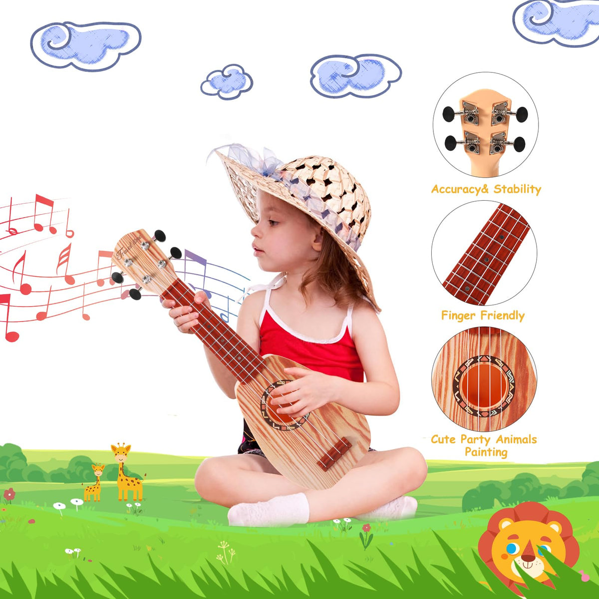 YOLOPARK 17-inch wooden body highlights natural grain and warm tone.