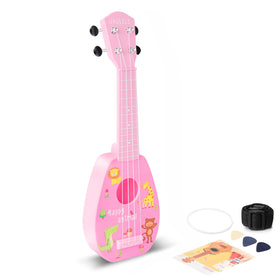 YOLOPARK 17-inch kids guitar in pink with beginner-friendly design for easy play