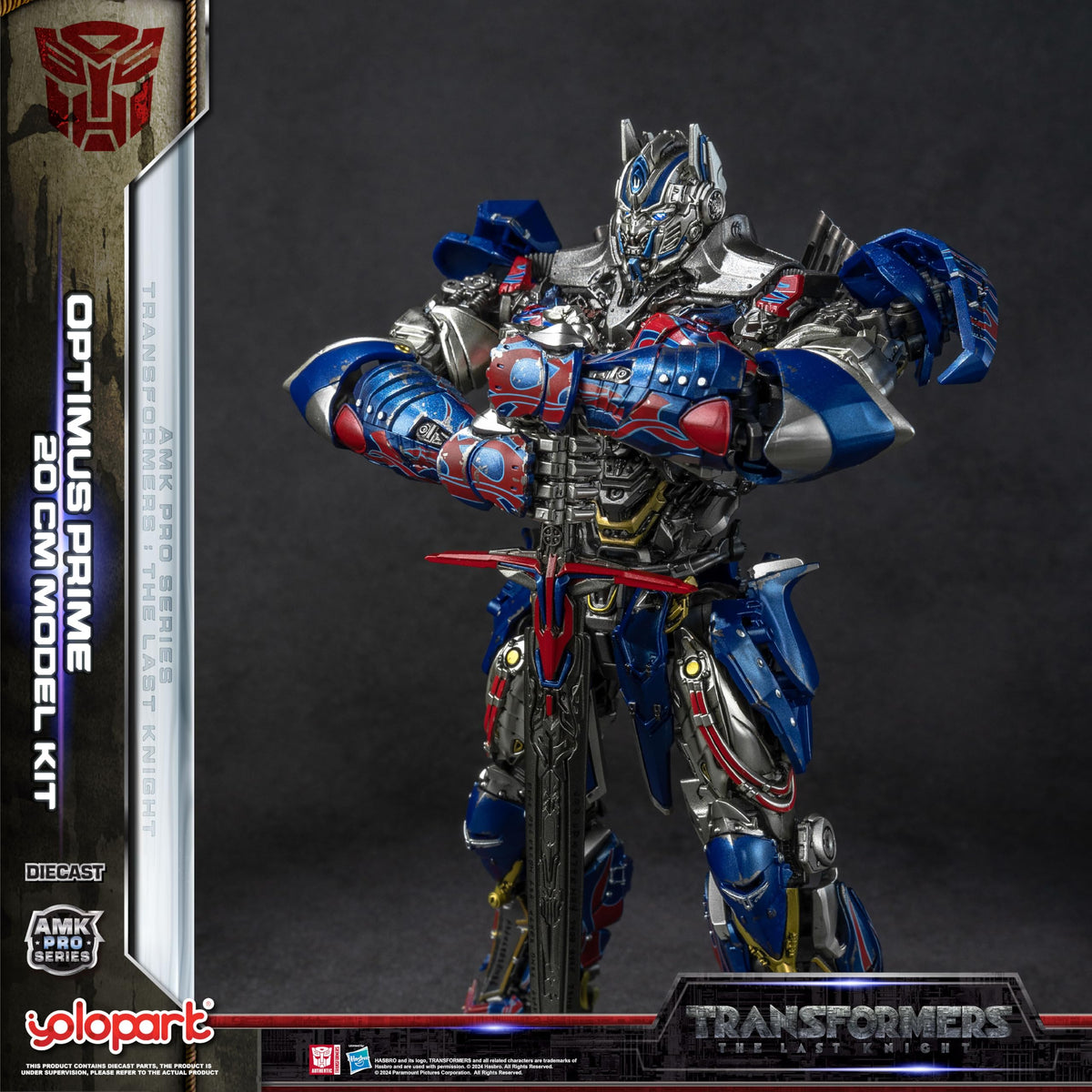 YOLOPARK Optimus Prime LED eyes illuminate dynamic display scenes