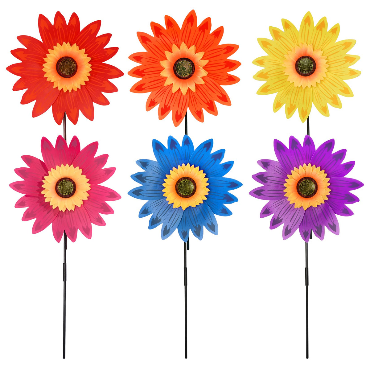 Yolyoo sunflower pinwheel 14in diameter brightens lawns with durable outdoor display.
