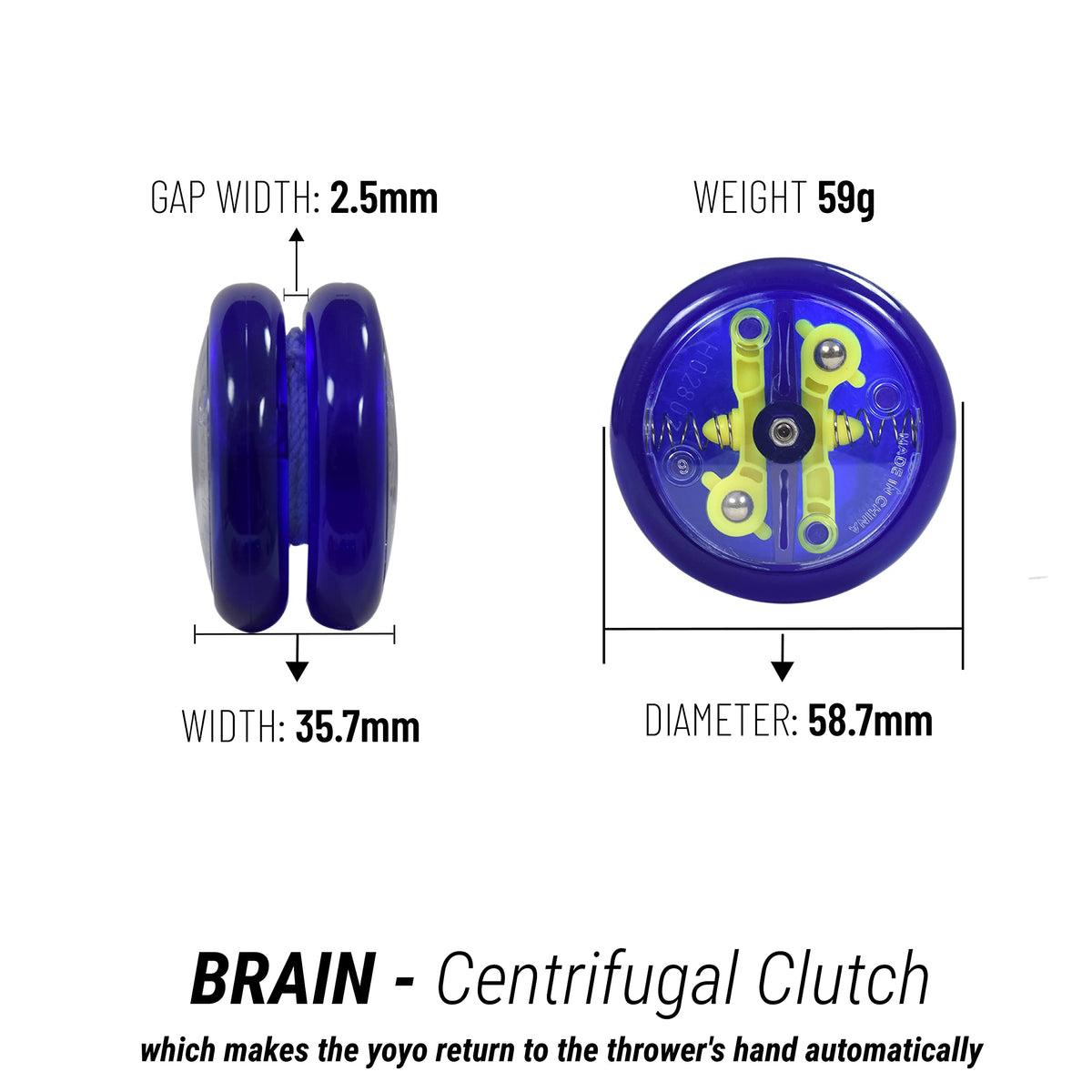 Yomega Brain auto-return action shot demonstrates long spins and automatic return.
