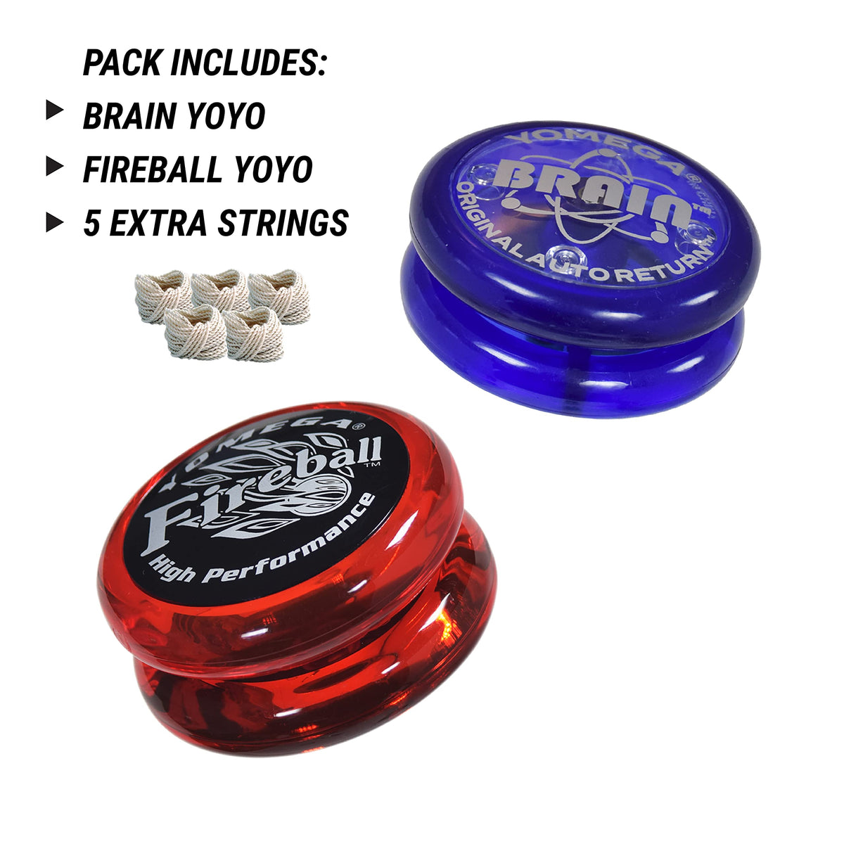 Yomega Fireball transaxle close-up blue highlights high-performance spin tricks.