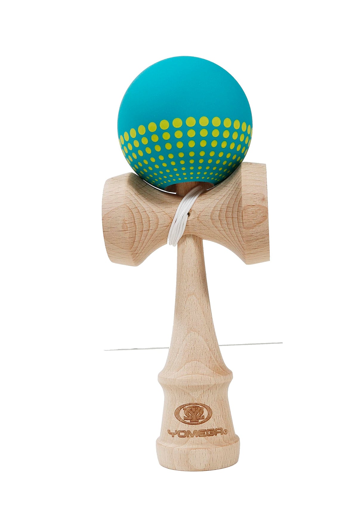 Yomega Pro Model Kendama in teal with rubberized paint enhances catches and play