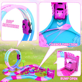 Yomwet pink tracks with lights and sound offer engaging sensory effects.