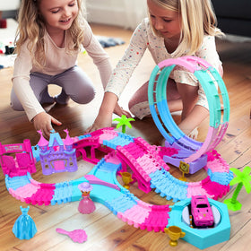 Yomwet toddlers girls track playset supports imaginative storytelling and fine motor play.