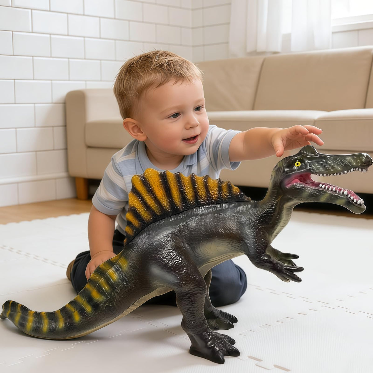BPA-free and durable materials ensure safe play with YONGJULE Spinosaurus.