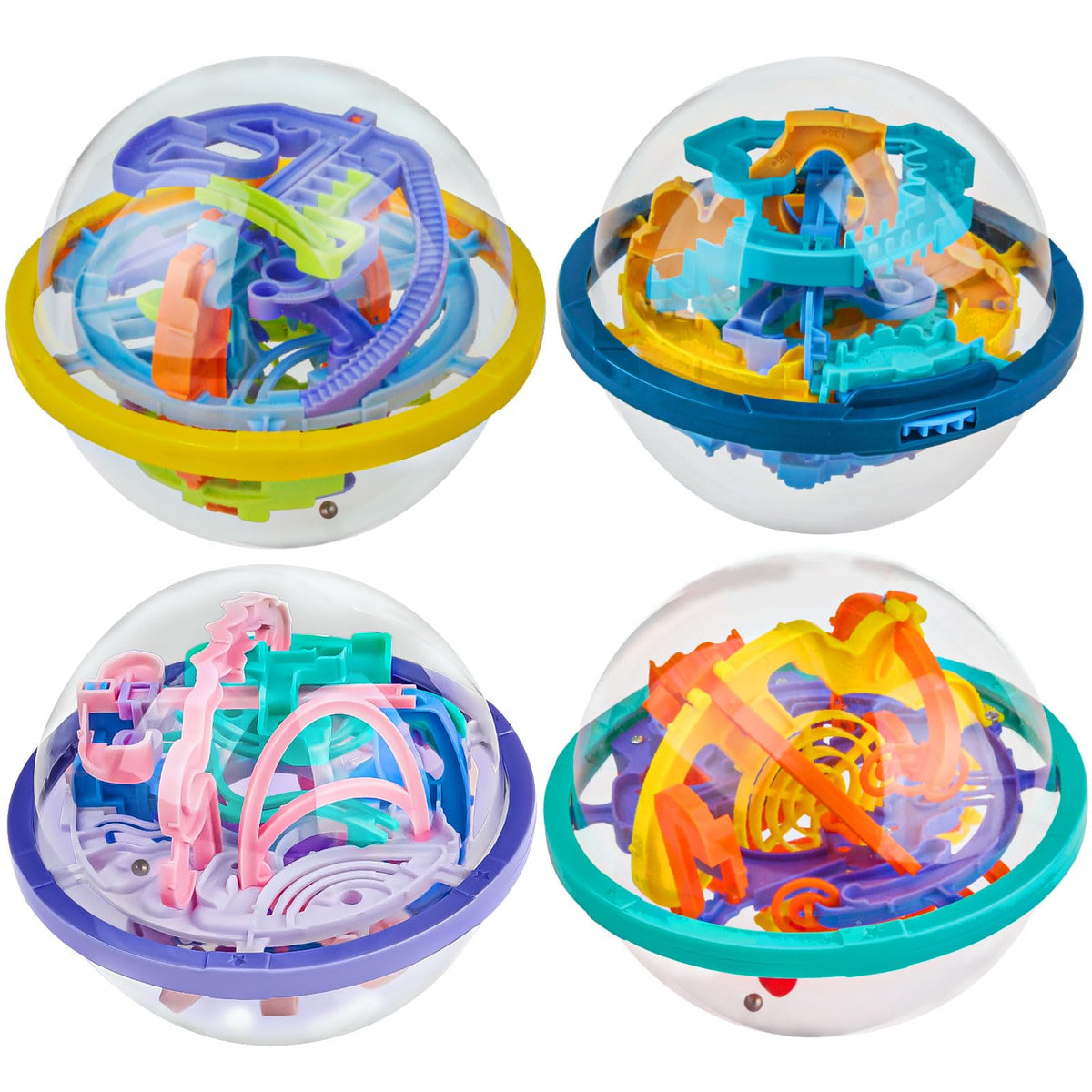 YongnKids 4-pack 3D puzzle ball front view, bright colors engage kids.