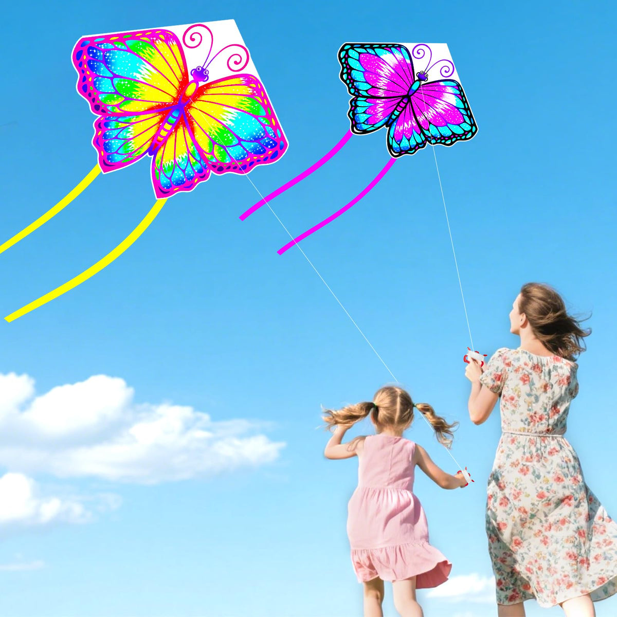 YongnKids butterfly kite handle with 328ft string, simple control.