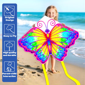 YongnKids butterfly kite in flight, stable in light winds for beginners.
