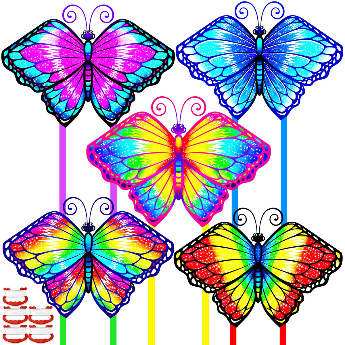YongnKids butterfly kite pack opened, vibrant colors invite kid-friendly outdoor fun.