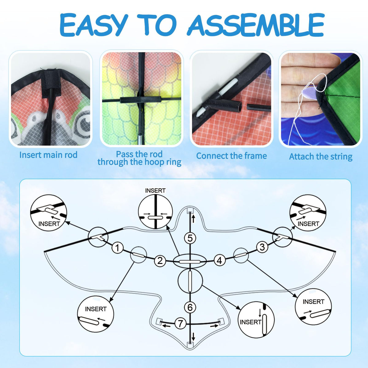 Durable YongnKids parrot kite fabric withstands repeated outdoor use