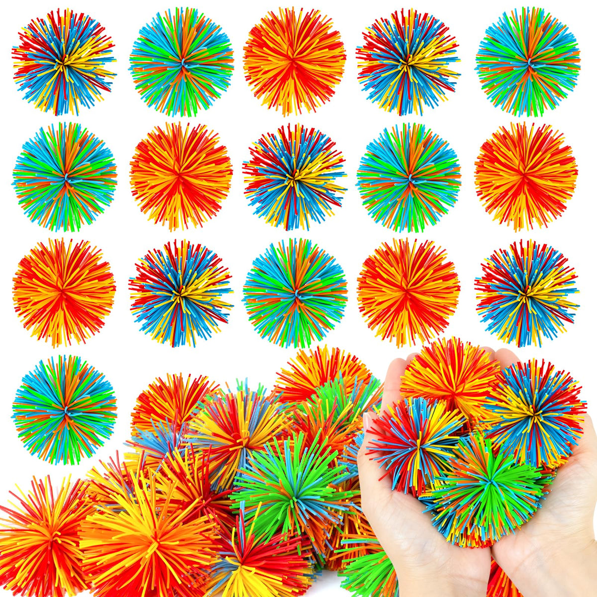 YongnKids sensory stringy balls 30-pack rainbow colors for stress-relief fidget play