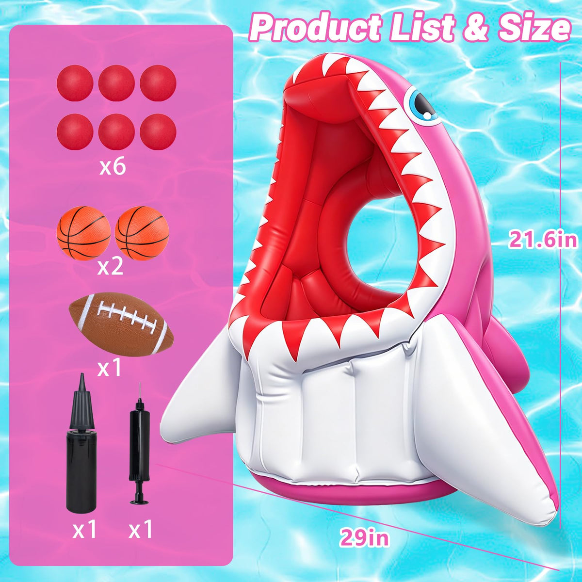 YongnKids shark pool toy family scene showing kids enjoying water games.