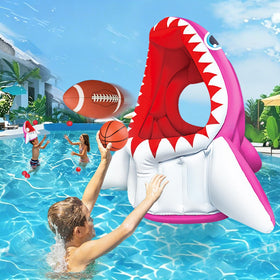 YongnKids shark pool toy full set for family pool games and backyard fun.