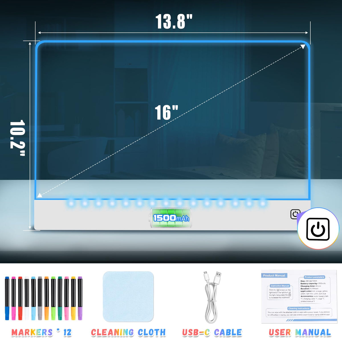 Rechargeable battery allows up to 20 hours of cordless drawing.
