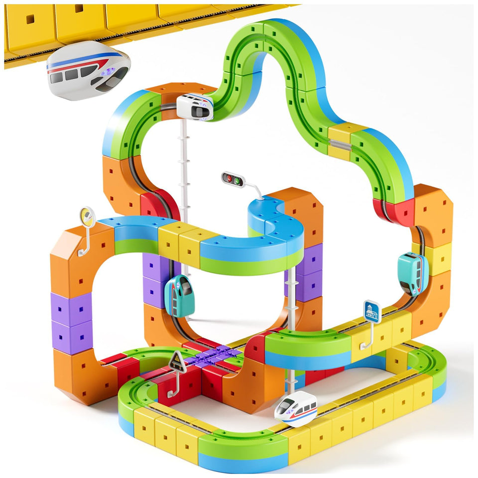 YOOIU Infinity Racer cube track assembly enhances creative building and fine motor skills.