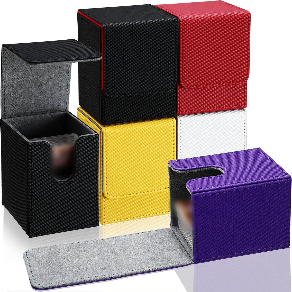 Yookeer six-pack leather deck boxes in all colors for organized card storage.