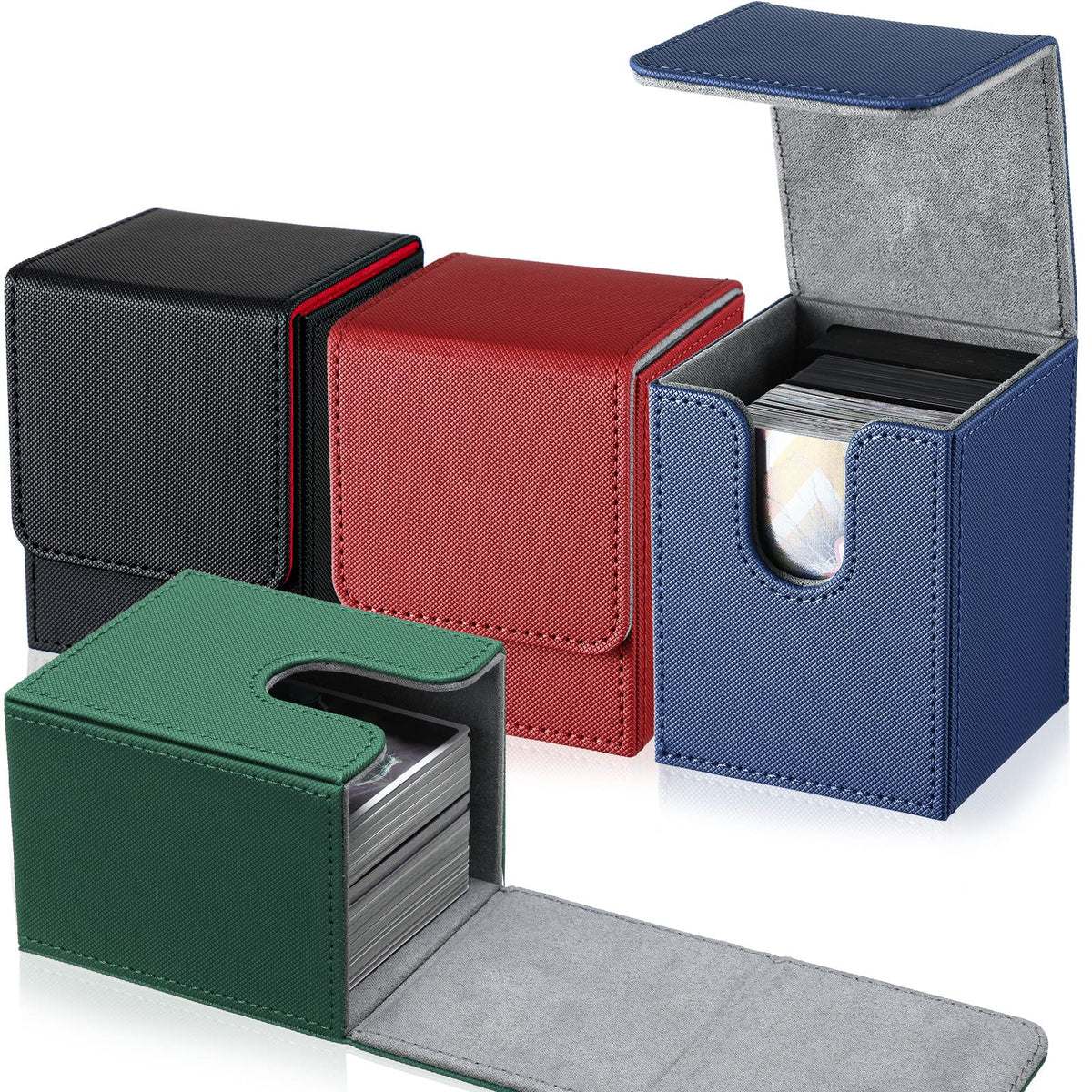 Yookeer leather deck box black-red with magnet closure for secure card storage