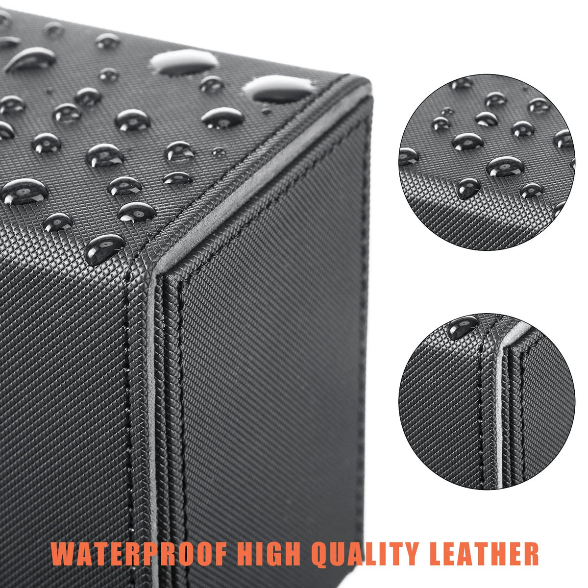 Yookeer leather deck box gray emphasizes sturdy front and back covers for protection
