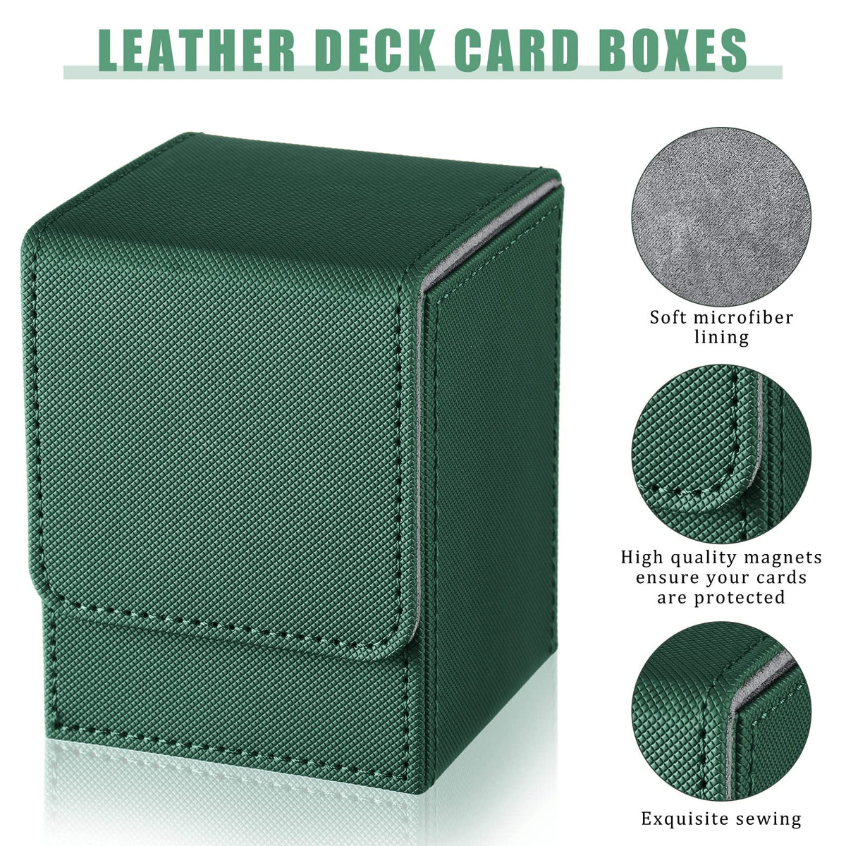 Yookeer leather deck box green compact case keeps cards organized on the go