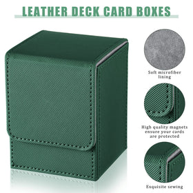 Yookeer leather deck box green compact case keeps cards organized on the go