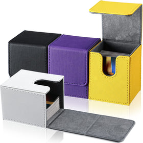 Yookeer white leather deck box with magnet closure protects cards during transport.