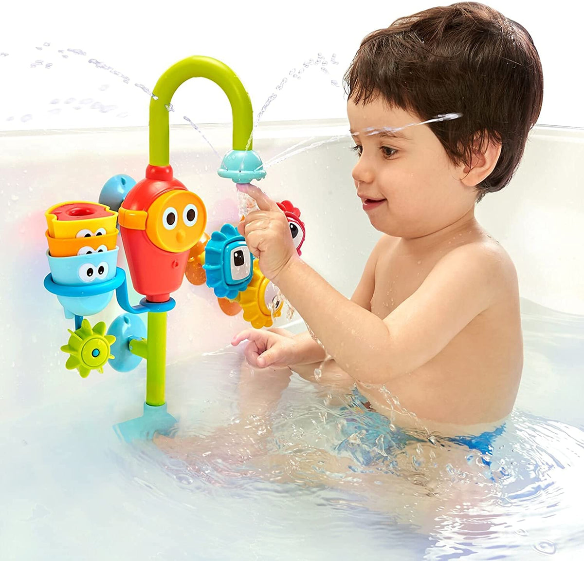 Yookidoo Bay Bath Toddler Toys stackable cups for sorting and pouring practice.