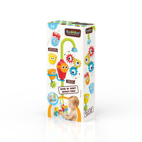 Yookidoo Bay Bath Toddler Toys interchangeable cups create varied water effects for spray and float.